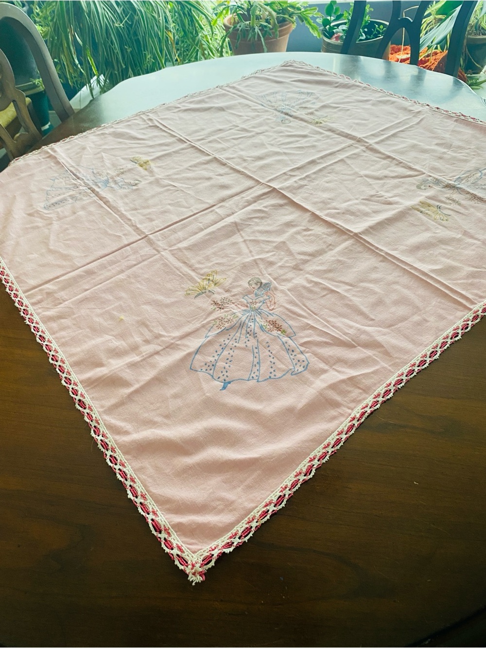 Pink Southern Belle Tablecloth Small Square Tablecloth with Sweet Design